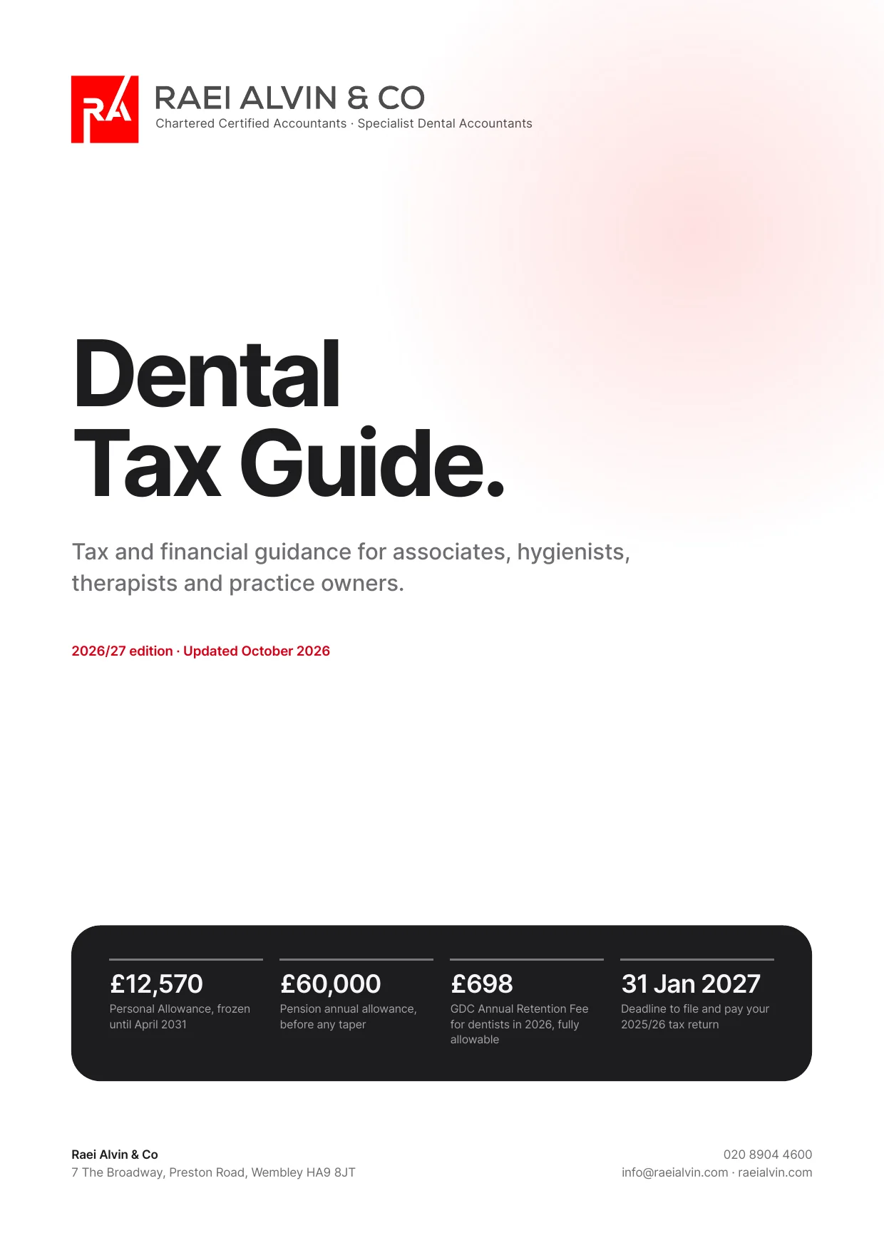 Cover: Dental Tax Guide, 2026/27 edition